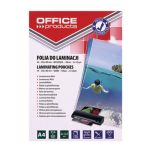 Pouches per plastificatrici Office Products 2x125 µm finitura lucida A4 - conf. 100 pezzi - 20325435-90