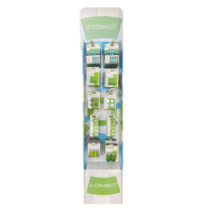 Resta sempre in carica con l'espositore da terra di batterie in blister Q-Connect! Batterie alcaline, al litio e ricaricabili per dare tutta l'energia necessaria! 84 confezioni di prodotti blisterati tutti pronti da esporre. Contenuto del display nel dettaglio: 40 batterie alcaline AA/LR6 (10 conf. da 4 pz); 40 batterie alcaline AAA/LR03 (10 conf. da 4 pz); 10 batterie alcaline C/LR14 (5 conf. da 2 pz); 10 batterie alcaline D/LR20 (5 conf. da 2 pz); 48 batterie al litio a bottone CR2025 (12 conf. da 4 pz); 48 batterie al litio a bottone CR2032 (12 conf. da 4 pz); 100 batterie alcaline a bottone LR54 (10 conf. da 10 pz); 100 batterie alcaline a bottone LR44 (10 conf. da 10 pz); 20 batterie ricaricabili AA (5 conf. da 4 pz) e 20 batterie ricaricabili AAA (5 conf. da 4 pz). Dimensioni: L 29 x P 23 x H 145 cm.