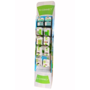Un nuovo espositore da terra pensato per offrire i prodotti storage e le batterie Q-Connect. Un display di qualità con 74 confezioni. Contenuto nel dettaglio: 2 chiavette USB 3.0 flash drive da 64 GB; 2 chiavette USB Super Speed 3.0 da 8 GB, 2 da 16 GB e 2 da 32 GB; 2 chiavette USB 2.0 Pemium da 4 GB, 2 da 8 GB, 2 da 16 GB e 2 da 32 GB; 2 chiavette USB 2.0 Flash drive da 64 GB; 2 chiavette USB High Speed 2.0 da 4 GB, 2 da 8 GB, 2 da 16 GB e 2 da 32 GB; 40 batterie alcaline AA/LR6 (10 conf. da 4 pz); 40 batterie alcaline AAA/LR03 (10 conf. da 4 pz); 10 batterie alcaline C/LR14 (5 conf. da 2 pz); 10 batterie alcaline D/LR20 (5 conf. da 2 pz); 8 batterie al litio a bottone CR2025 (2 conf. da 4 pz); 8 batterie al litio a bottone CR2032 (2 conf. d 4 pz); 20 batterie alcaline a bottone LR54 (2 conf. da 10 pz); 20 batterie alcaline a bottone LR44 (2 conf. da 10 pz); 20 batterie ricaricabili AA (5 conf. da 4 pz) e 20 batterie ricaricabili AAA (5 conf. da 4 pz). Dimensioni: L.29xP.23xH.145 cm.