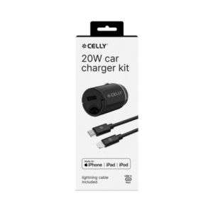 Caricatore per auto Celly USB-C con cavo USB-C/Lightning - 20W nero CCMINILIGHT