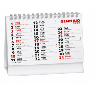Calendario da Tavolo 2027 wire-o (13 fogli) 14,4x10,2 cm rosso/nero 27-CT400