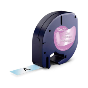 Nastro per etichettatrice Q-Connect compatibile con Dymo LetraTag - ABS - nero/trasparente - 12 mm x 4 m - KF18837