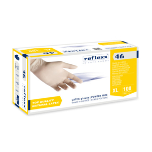Guanti monouso in lattice senza polvere Reflexx per laboratorio ambidestri - TG XL DPI Cat. III conf. 100 pz R46/XL