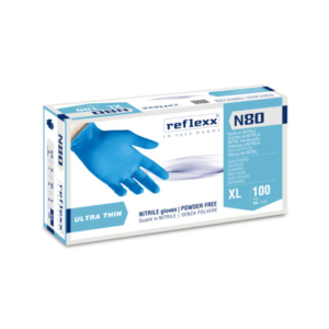 Guanti monouso in nitrile senza polvere Reflexx per pulizia/igiene ambidestri - TG XL DPI Cat. III conf. 100 pz N80B/XL