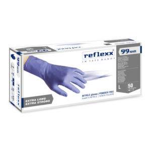 Guanti monouso in nitrile senza polvere Reflexx per uso medicale ambidestri - TG L DPI Cat. III conf. 50 pz R99/L