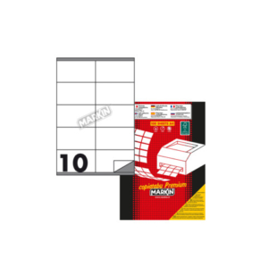 Etichette bianche permanenti Markin Copiatabu A4 - 10 et./ff - 105x57 mm - conf. 100 ff - X210C580