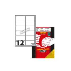 Etichette bianche permanenti Markin Copiatabu A4 - 12 et./ff - 76,2x46,4 mm - conf. 100 ff - X210A431